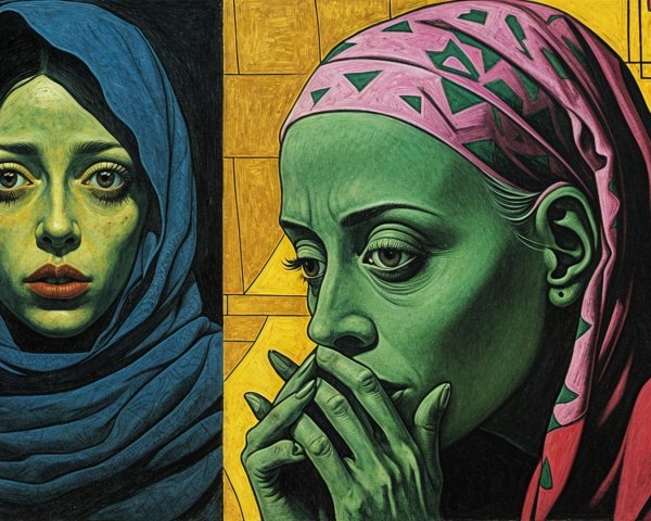 Portraits of Women with Green Skin Tones