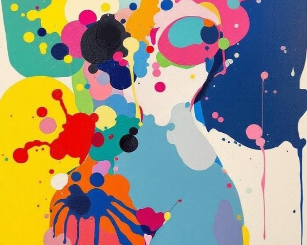 Abstract Female Figure in Vibrant Colorful Splashes