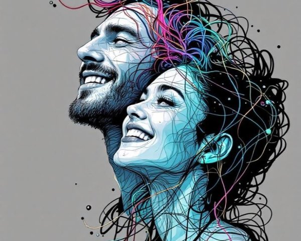 Stylized Faces with Vibrant Hair Design and Colors