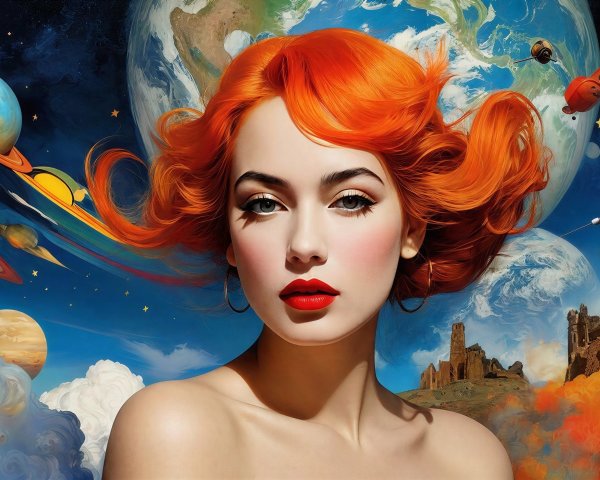 Hyperrealistic Digital Portrait of a Female with Red Hair
