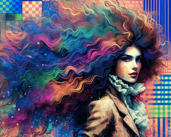 Vibrant Portrait of a Woman with Colorful Hair