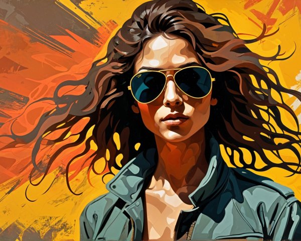 Illustrated Portrait of a Confident Young Woman
