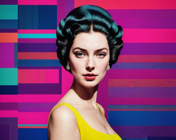 Portrait of a Woman with Retro Hairstyle and Colors