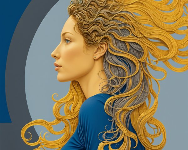 Profile of a woman with golden hair and serene expression