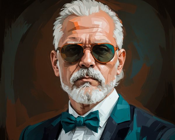 Elegant Older Gentleman in Tuxedo with Beard and Bow Tie
