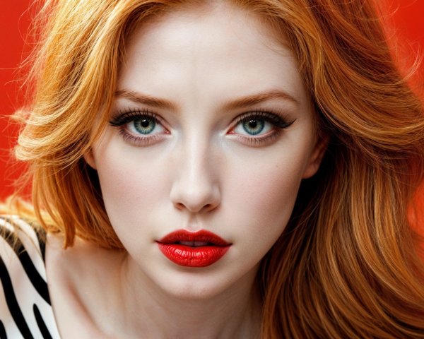 Portrait of a Young Woman with Red Hair and Green Eyes