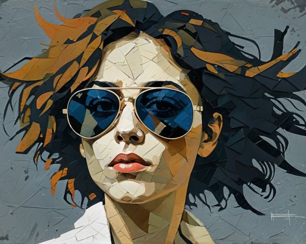 Stylized Portrait of a Woman with Sunglasses