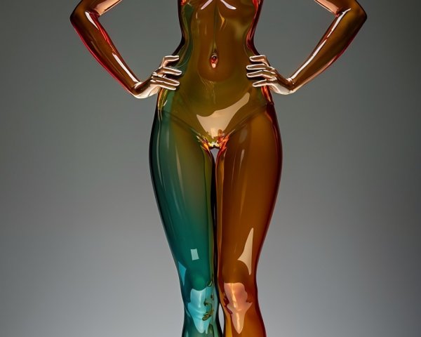 Translucent Glass Sculpture of Female Figure in Hues