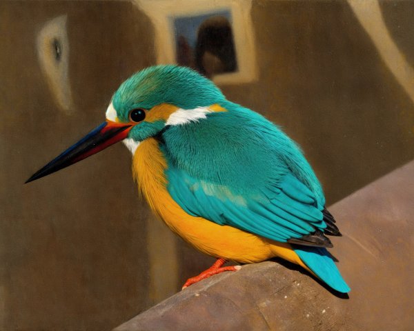 Colorful Kingfisher on Branch with Vibrant Plumage