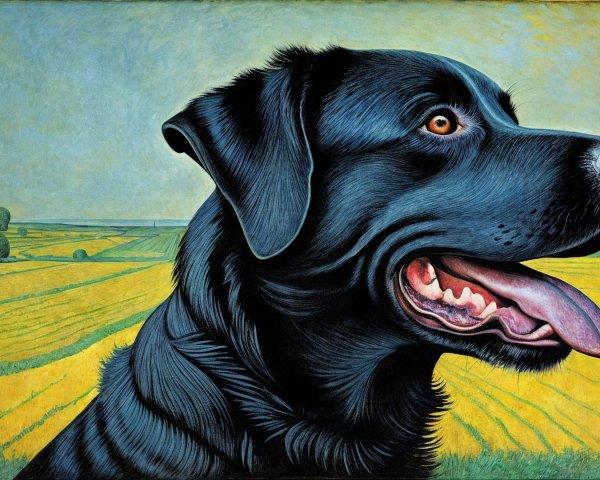 Portrait of a Labrador in a Sunny Landscape