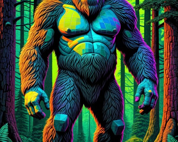 Colorful Gorilla in a Vibrant Forest Setting