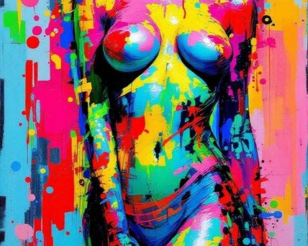Vibrant Abstract Figure of a Woman in Colorful Art