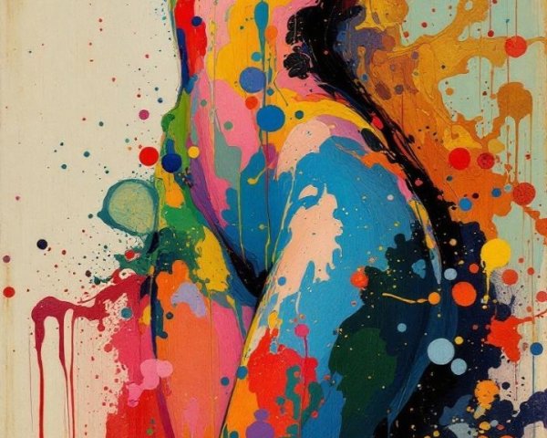 Abstract Female Figure with Vibrant Color Splash