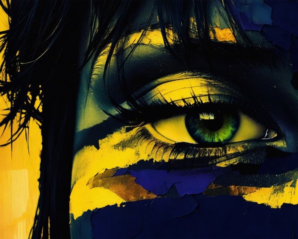 Close-Up of Green Eye with Abstract Brushstrokes
