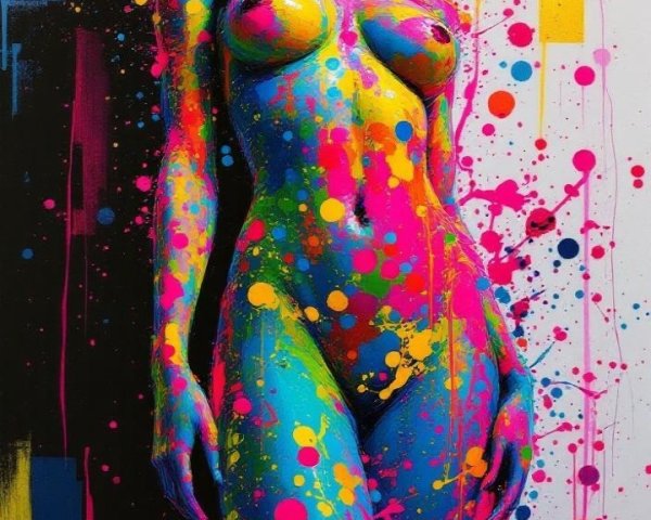 Vibrant Abstract Artwork of a Woman in Bold Colors