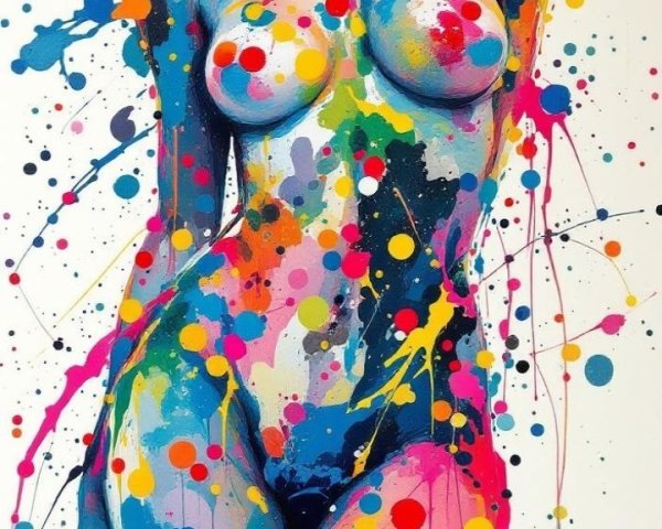Vibrant Abstract Human Figure with Colorful Splotches