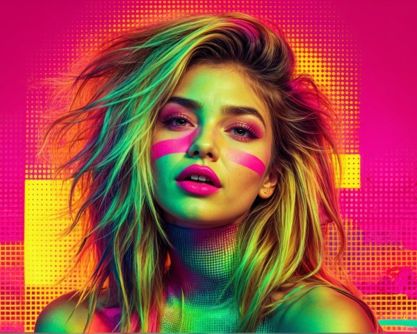 Vibrant Portrait of Young Woman with Bold Makeup