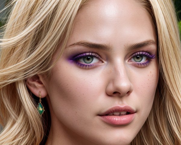 Close-Up Portrait of a Young Woman with Green Eyes