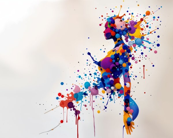 Colorful Abstract Female Silhouette Artwork Description