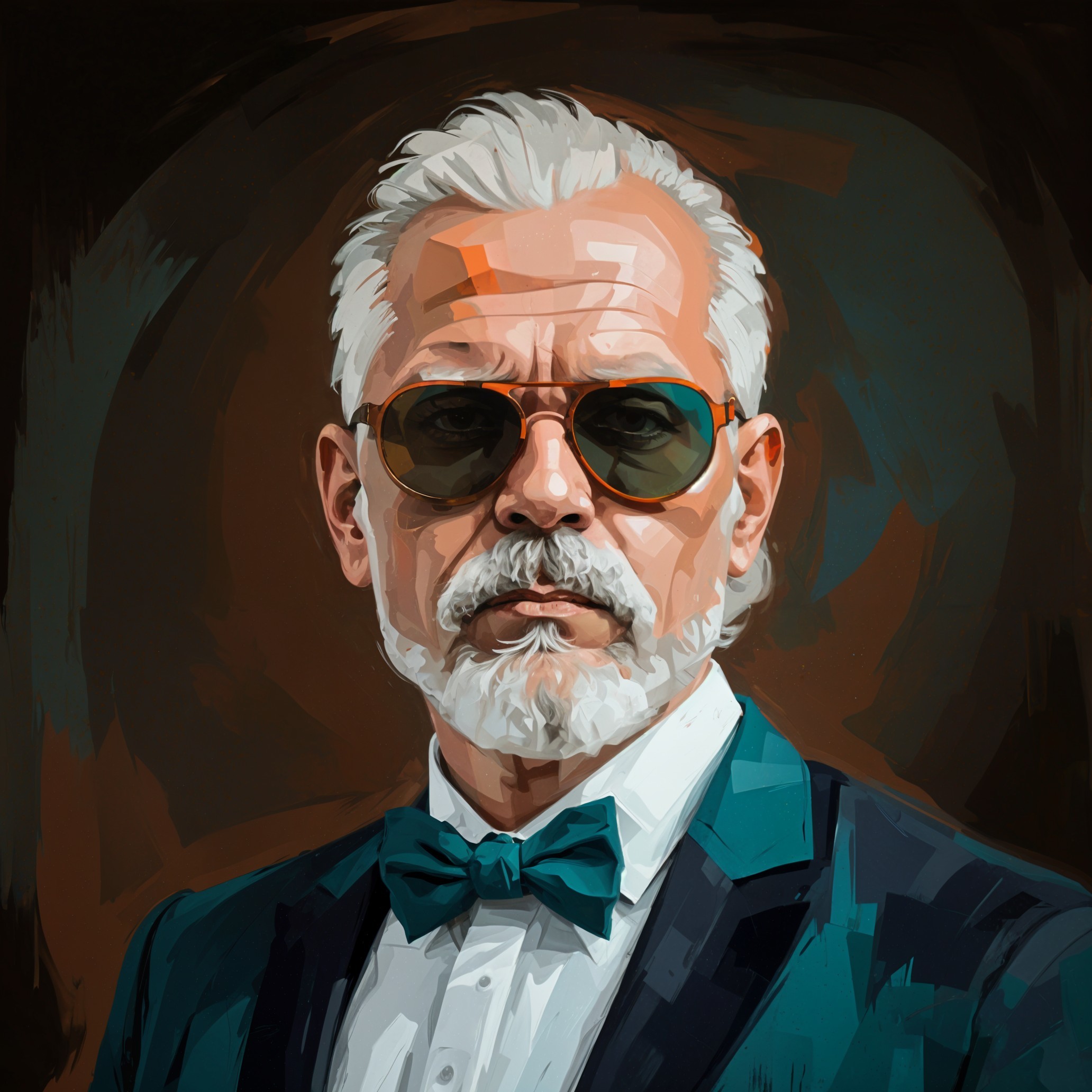 Elegant Older Gentleman in Tuxedo with Beard and Bow Tie