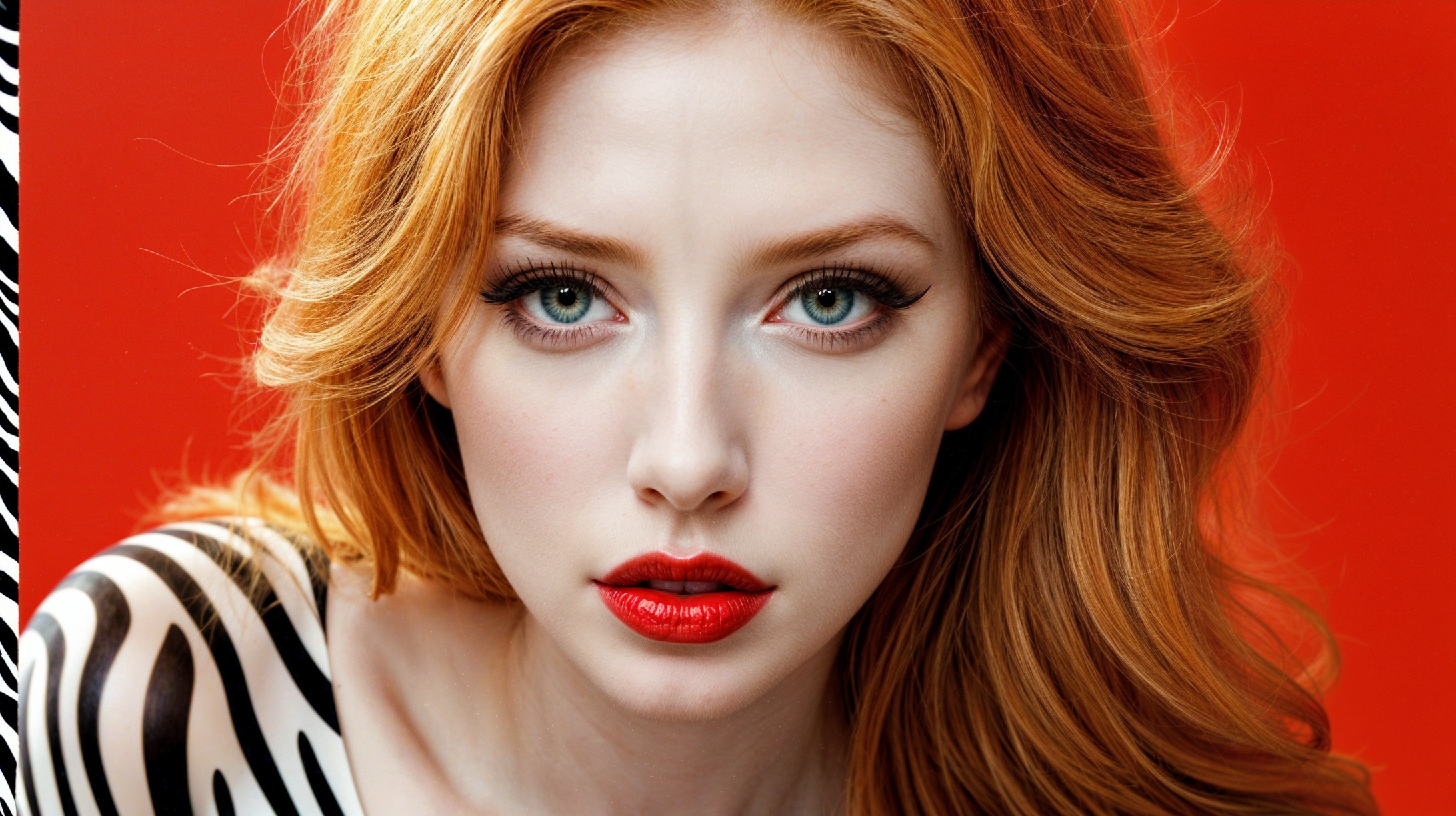 Portrait of a Young Woman with Red Hair and Green Eyes