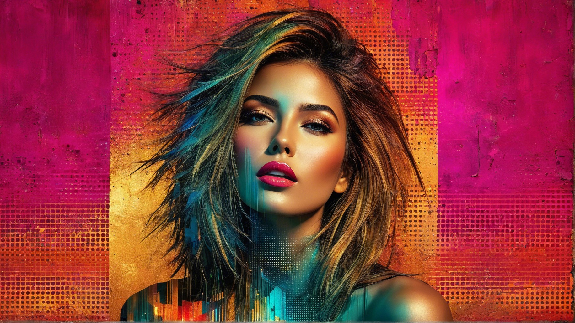 Vibrant Portrait of a Glamorous Woman