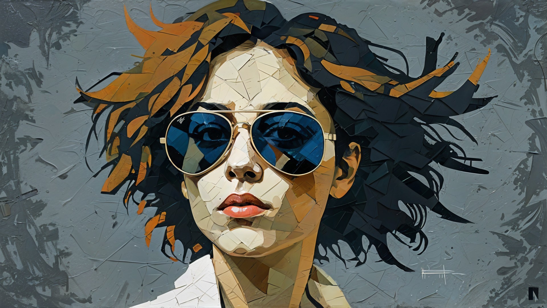 Stylized Portrait of a Woman with Sunglasses