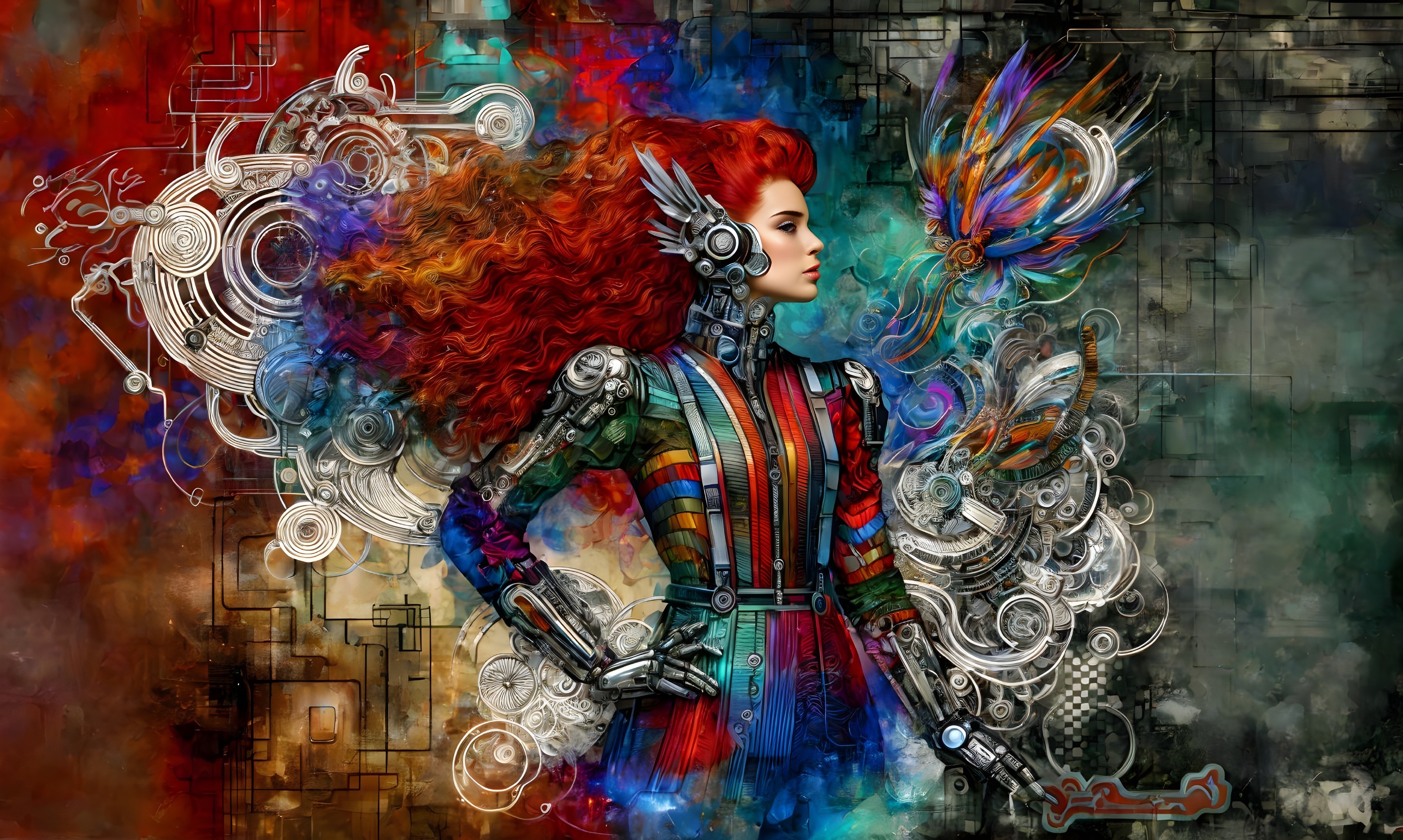 Colorful Circuitry Armor and Abstract Patterns