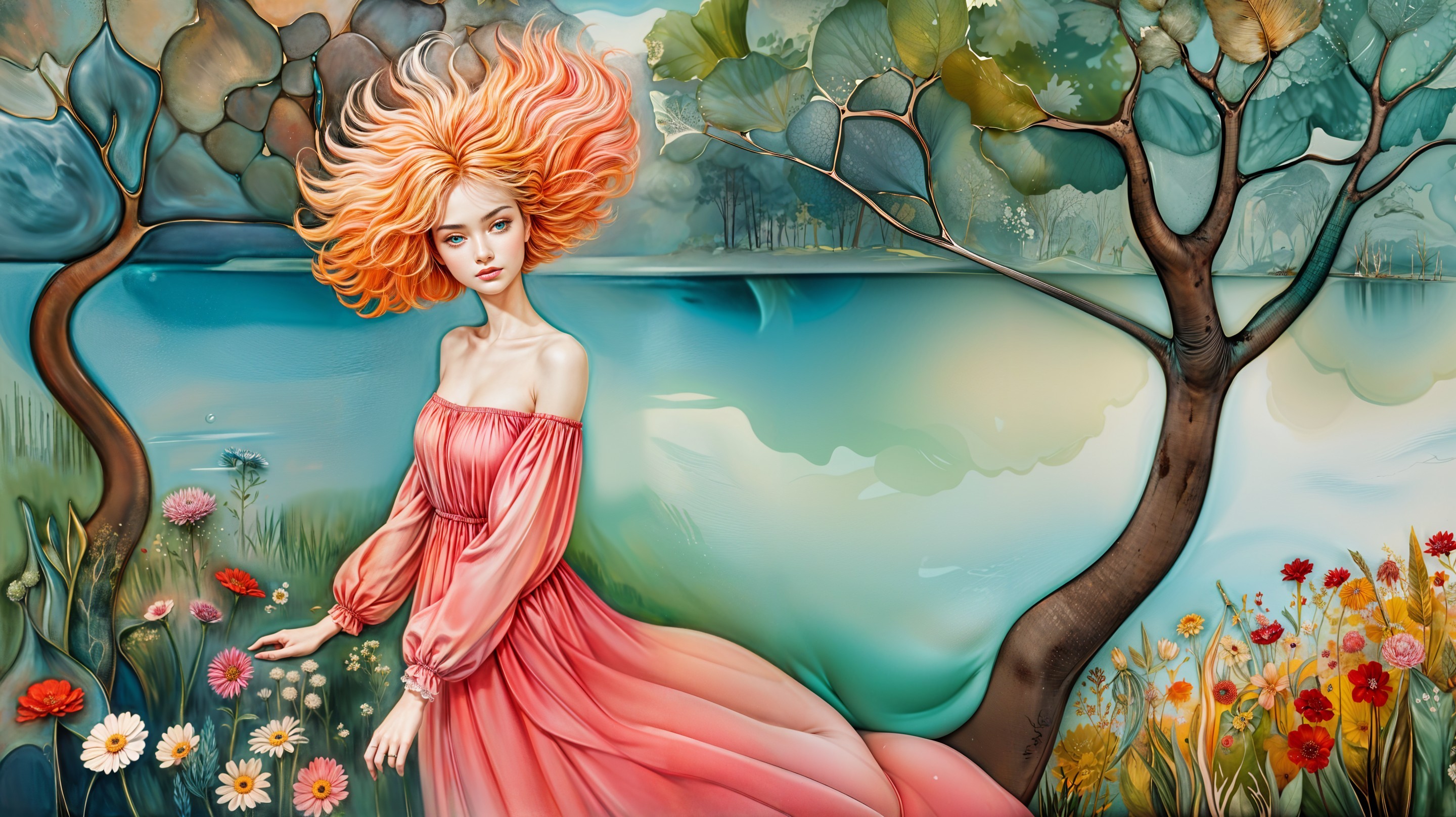 Serene Scene of a Woman by Tranquil Water
