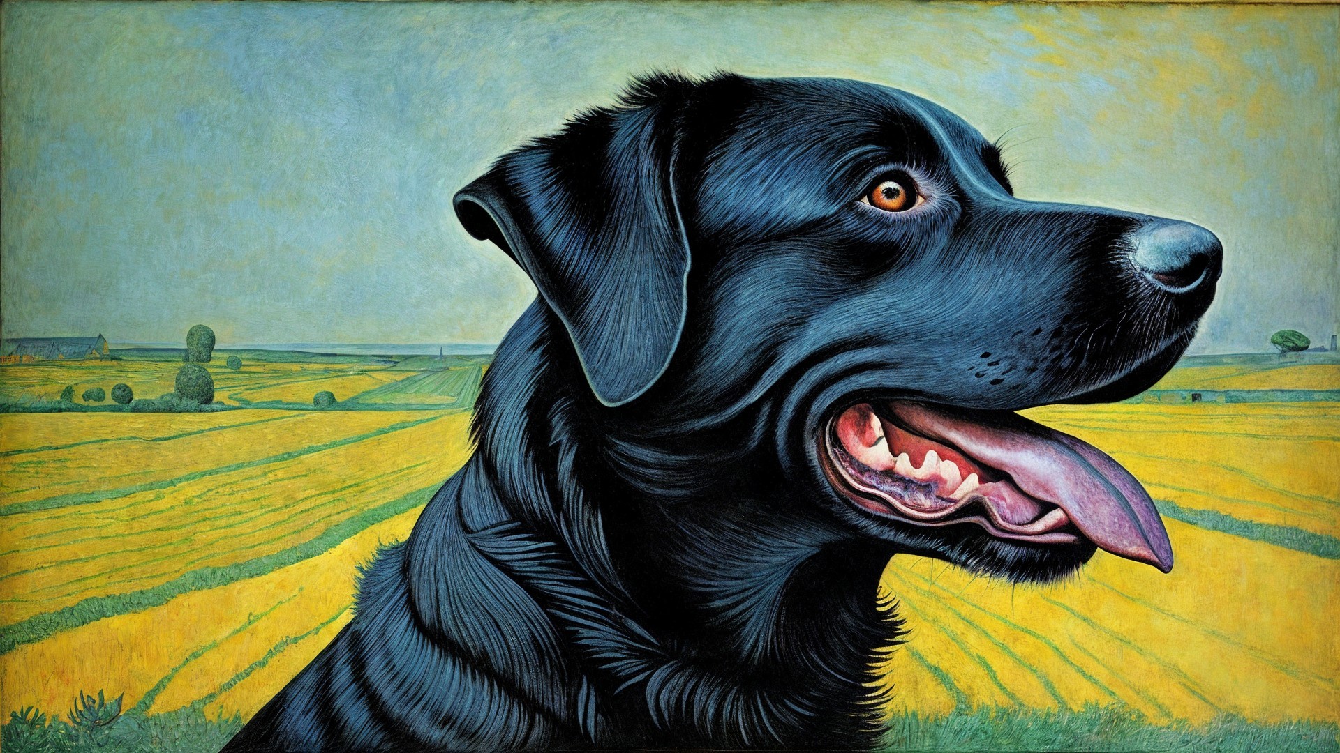 Portrait of a Labrador in a Sunny Landscape