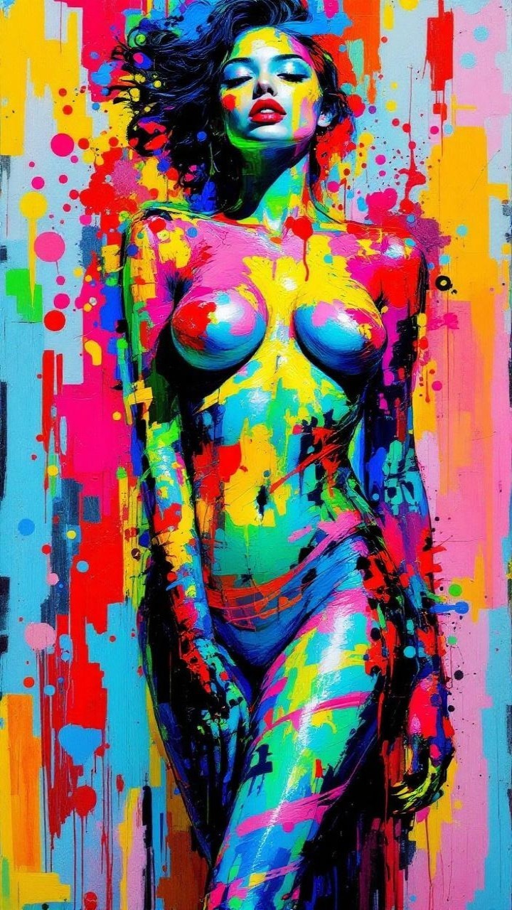 Vibrant Abstract Figure of a Woman in Colorful Art