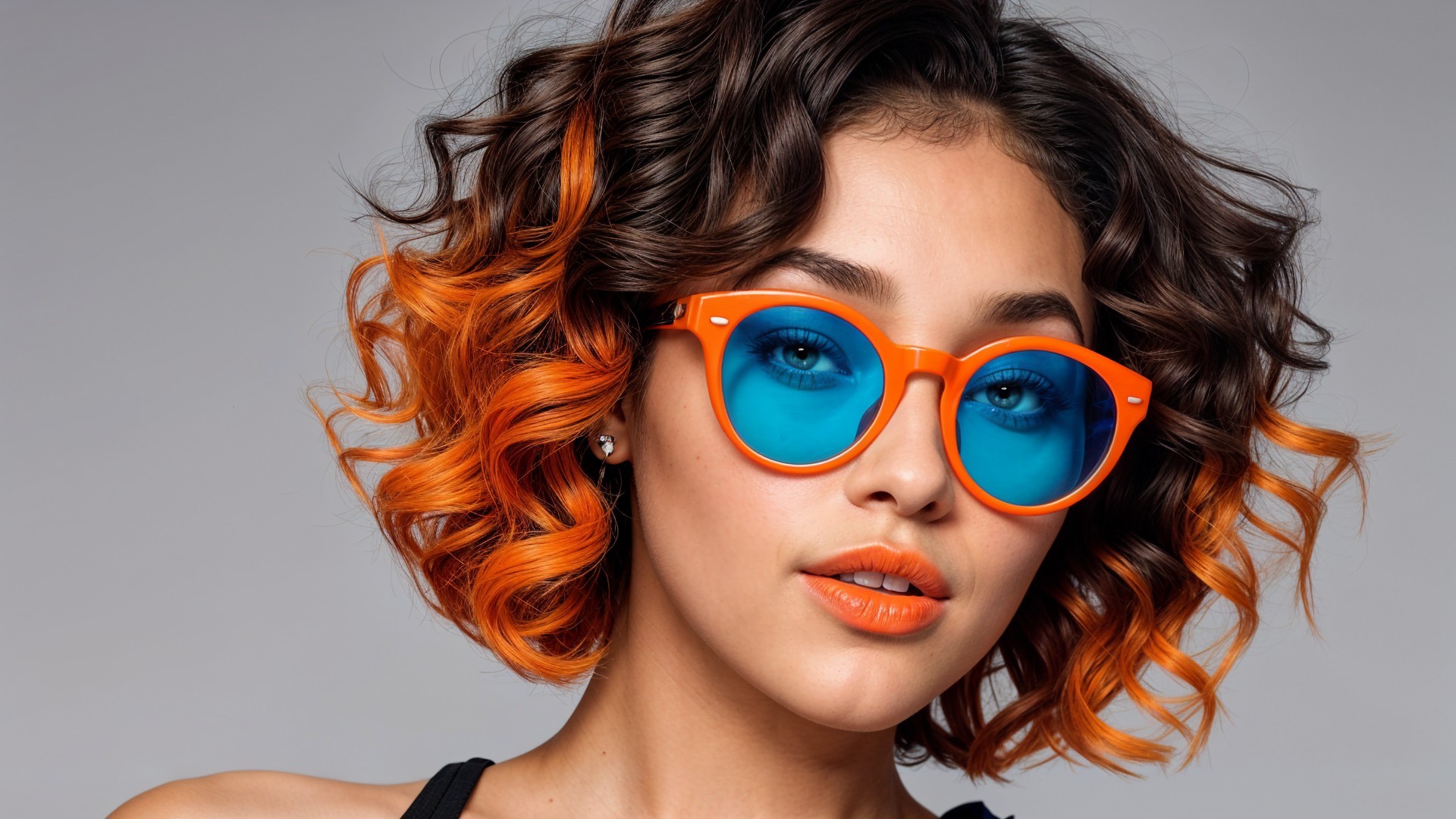 Stylish Individual with Vibrant Curly Orange Hair