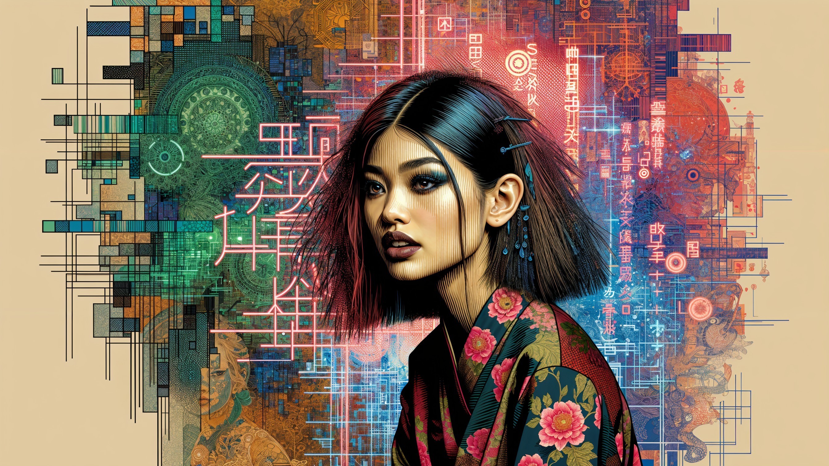 Portrait of a Young Woman with Modern Bob Hairstyle