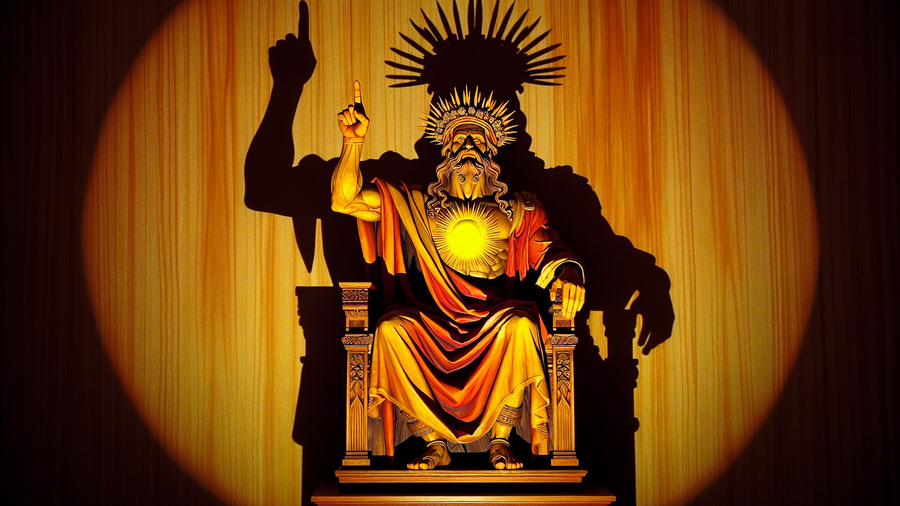 Ancient Egyptian God Figure on Throne in Gold