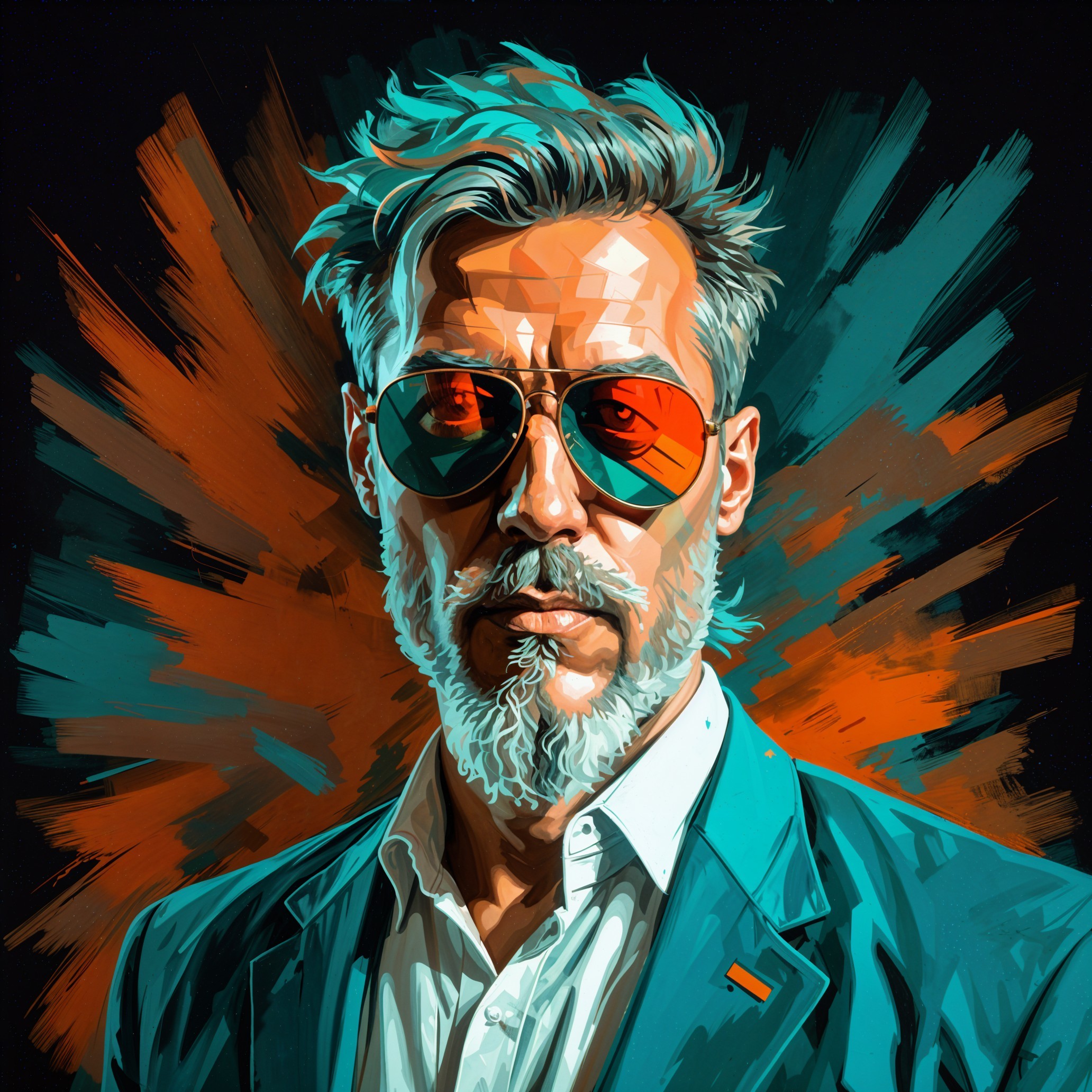 Stylish Man in Sharp Suit with Reflective Sunglasses