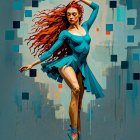 Underwater Pose of Woman in Turquoise Swimsuit