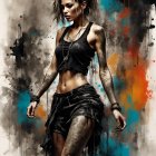 Portrait of a Young Woman with Abstract Background