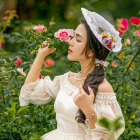 Serene Woman in Magical Autumn Forest Setting