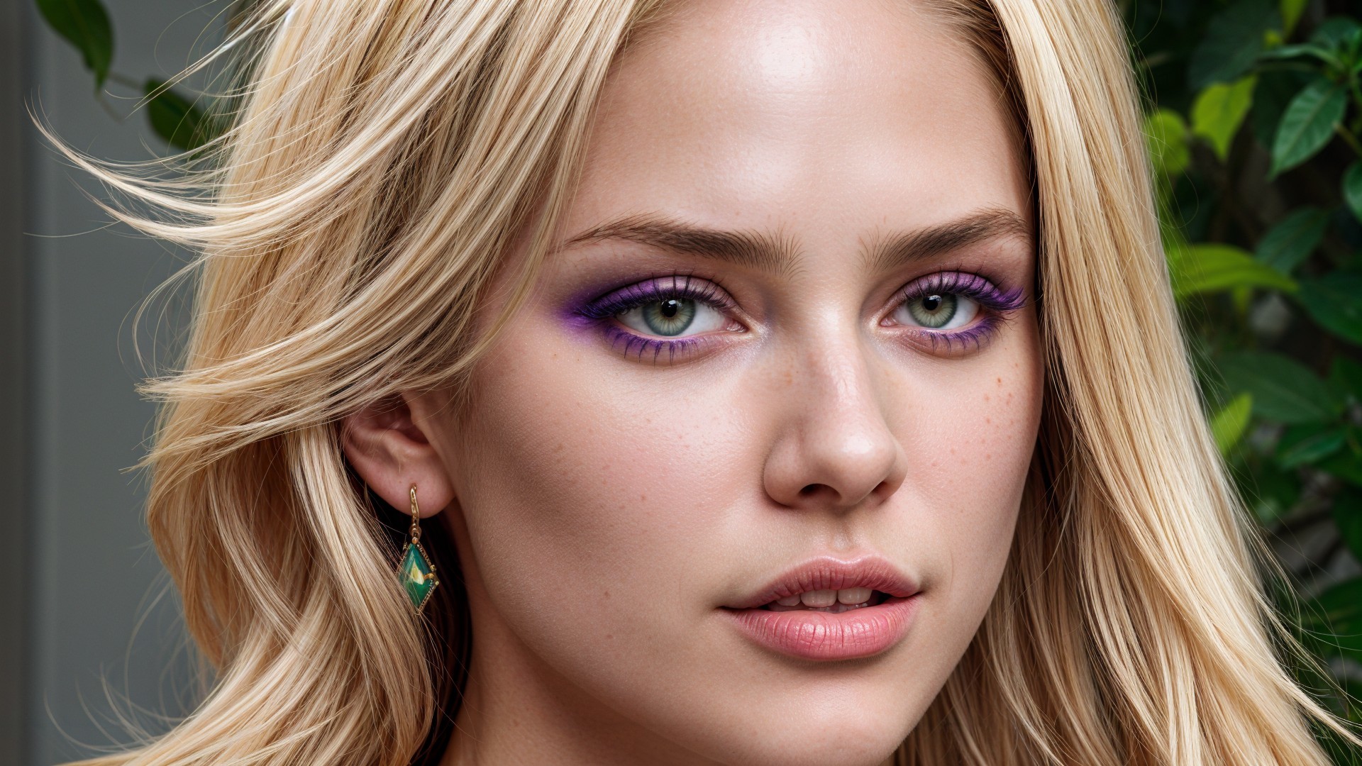 Close-Up Portrait of a Young Woman with Green Eyes