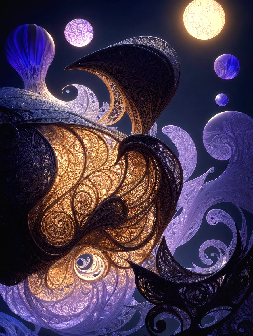 Abstract Composition with Swirling Patterns and Colors