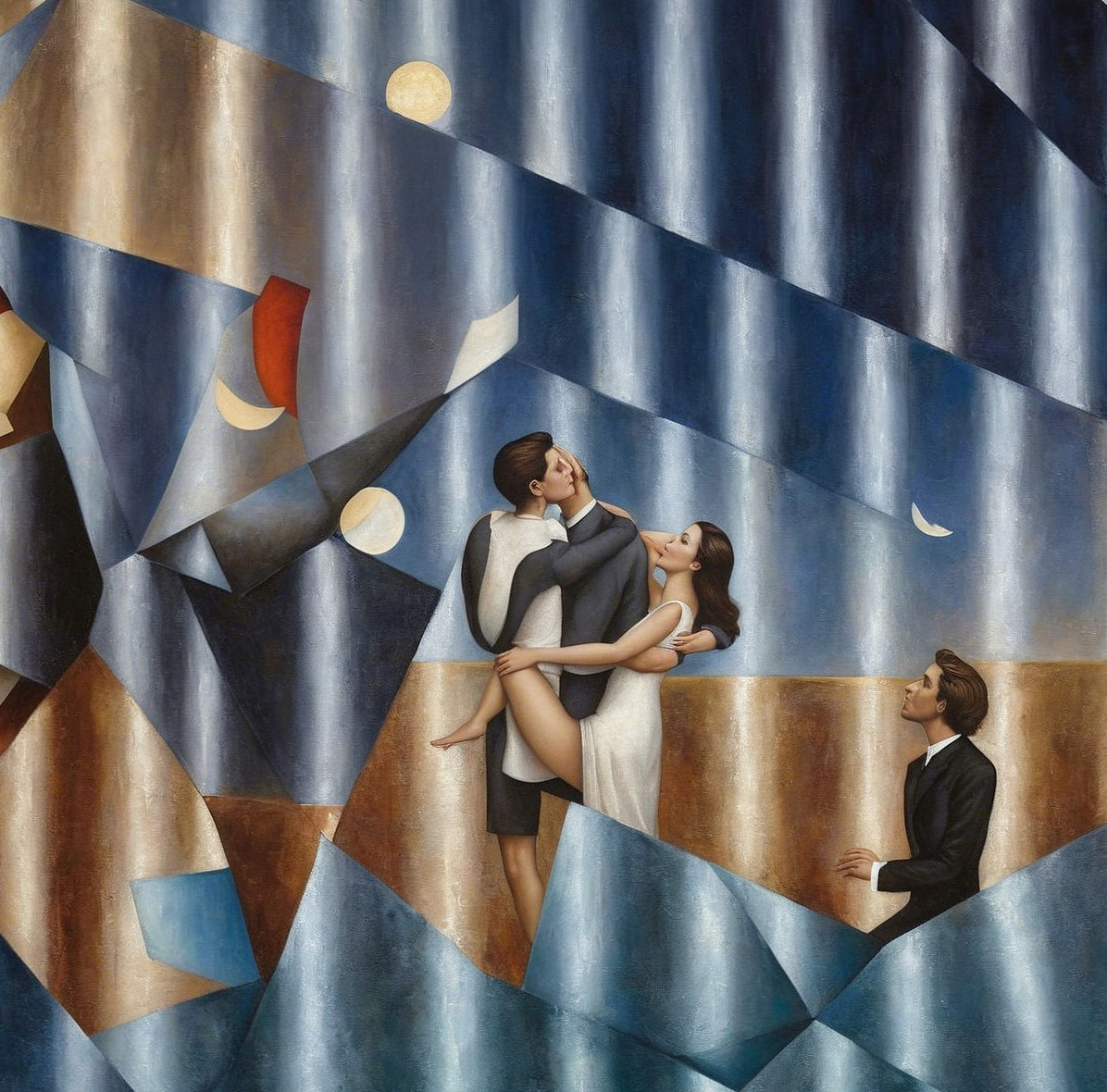 Abstract Artwork with Geometric Shapes and Emotions