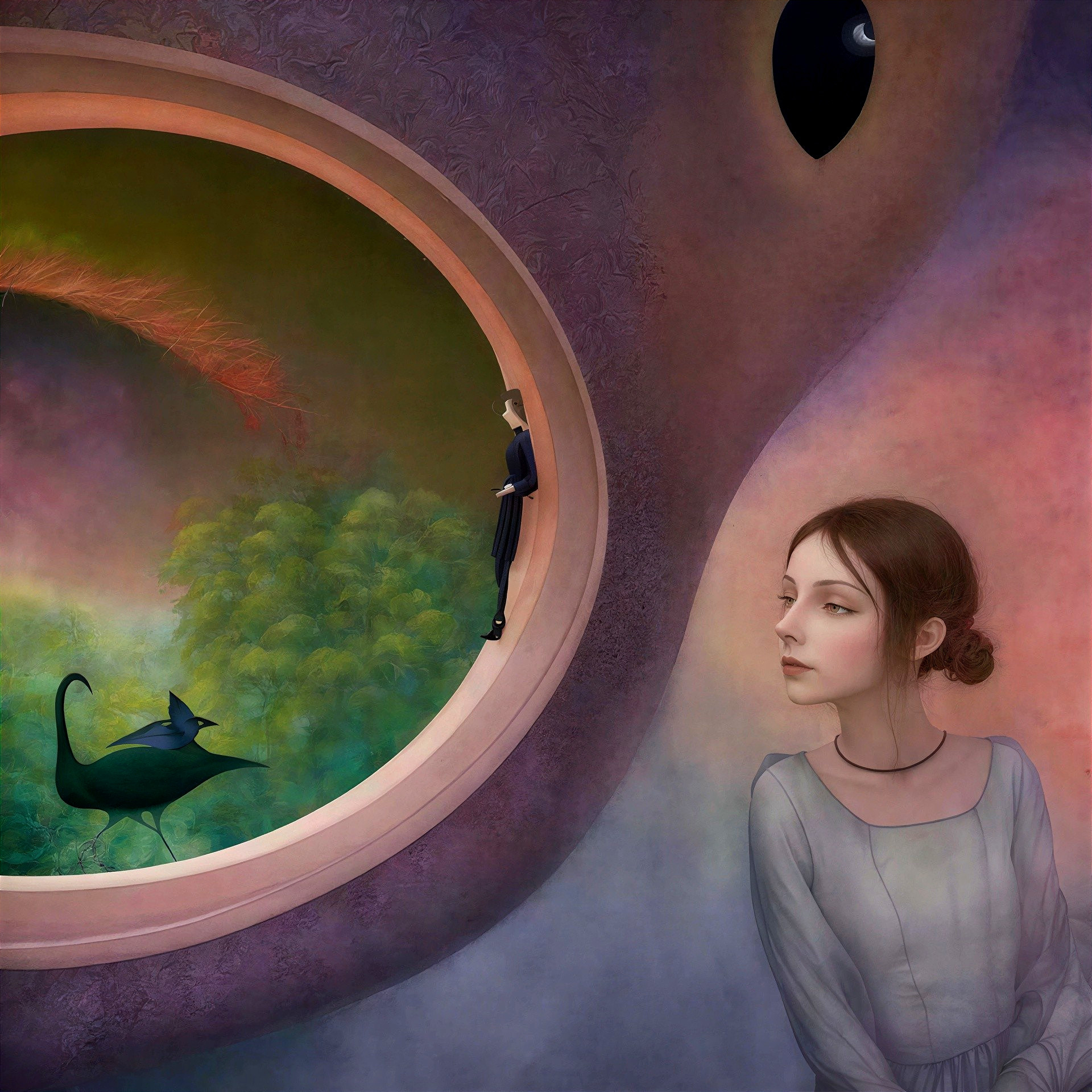 Dreamscape Painting of Woman and Man by Portal