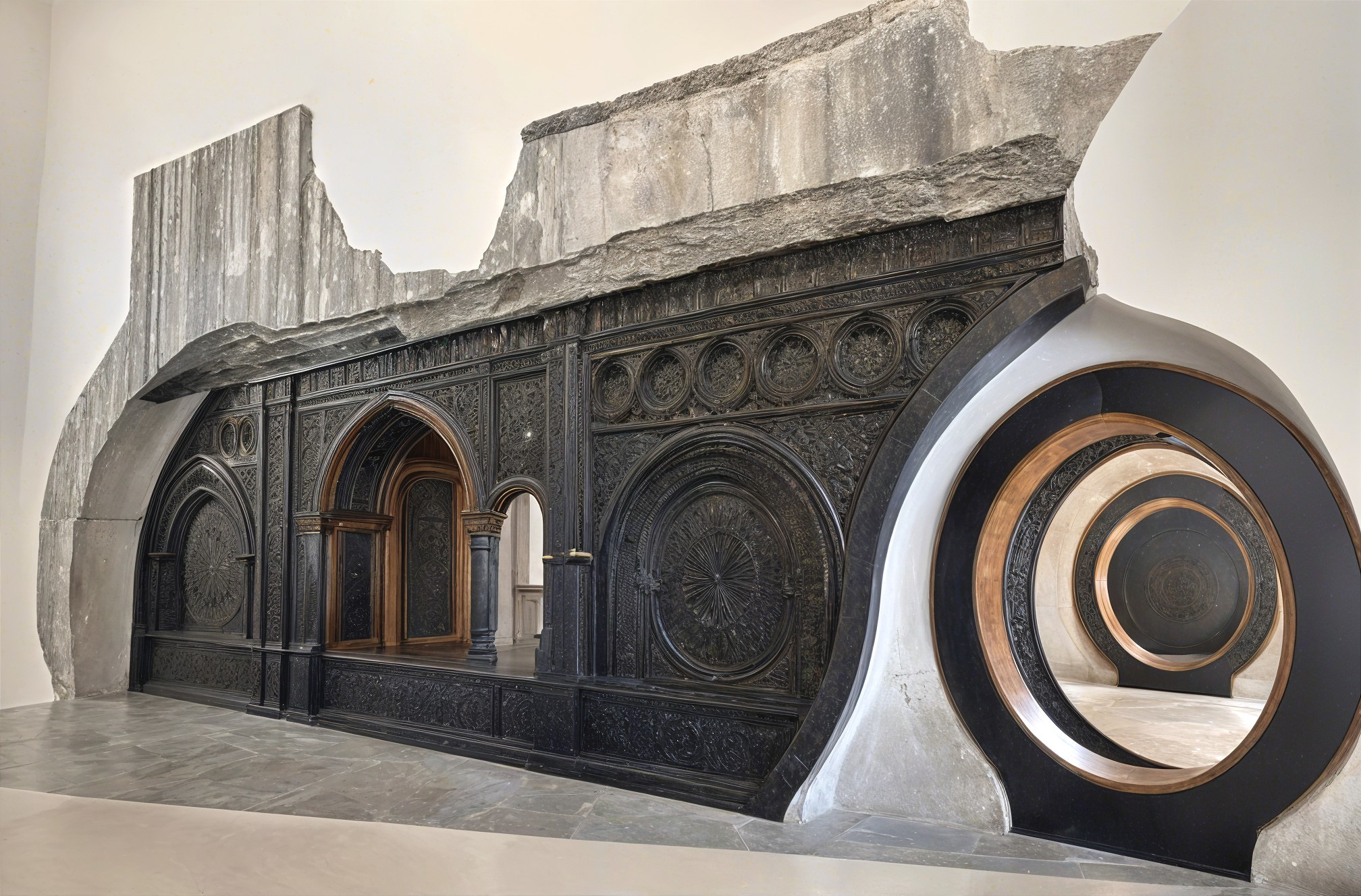 Architectural Installation of Wood and Concrete Elements