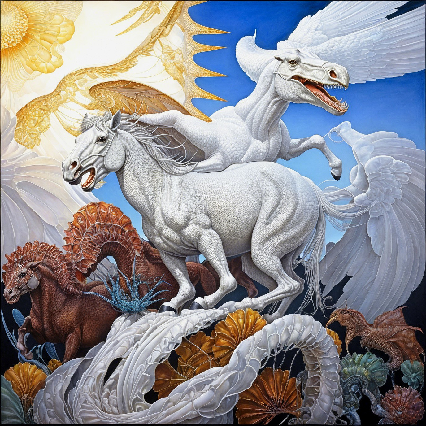 Majestic Mythical Creatures in a Dreamlike Scene