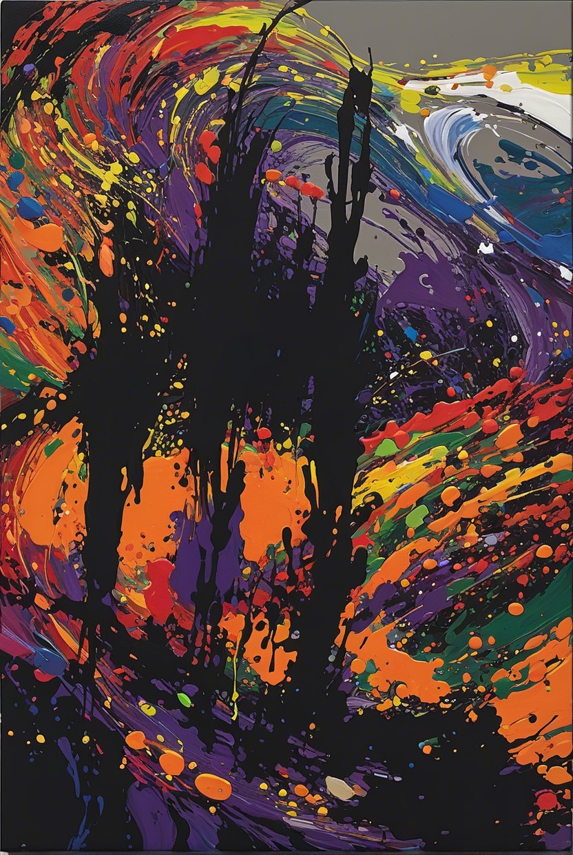 Abstract Composition with Swirling Vibrant Colors
