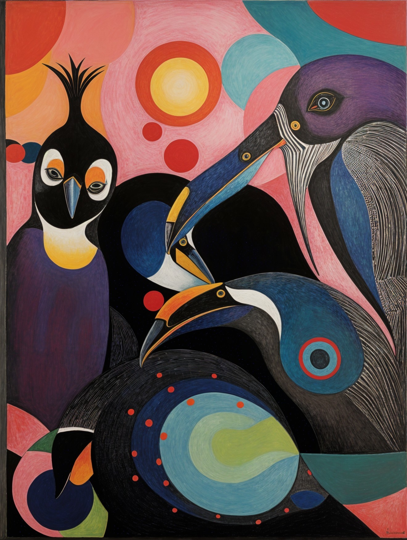 Vibrant Abstract Birds on Colorful Background