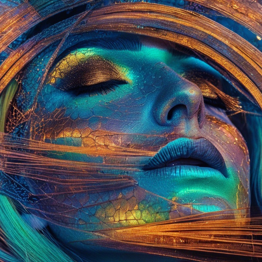 Close-up Portrait of Intricate Face Paint Design