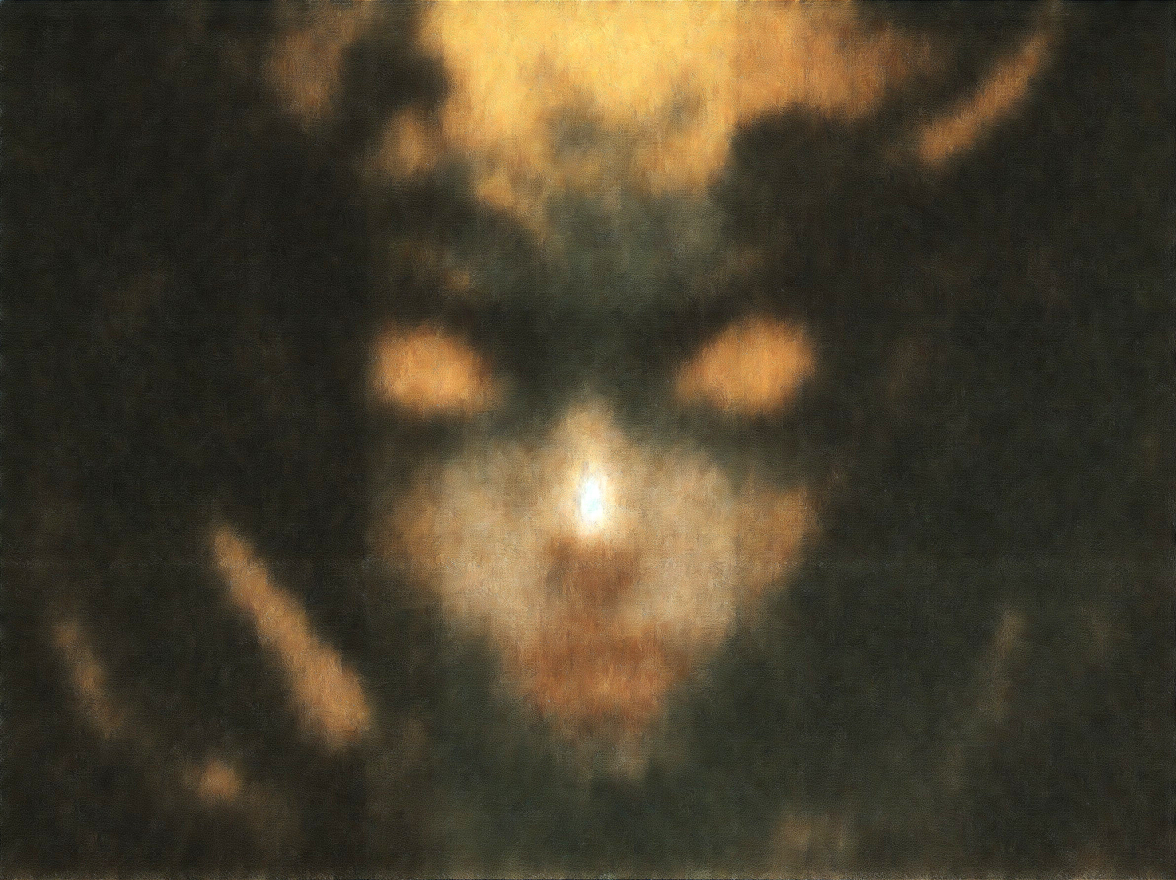Abstract figure with indistinct features in dark hues