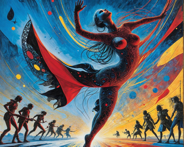 Dynamic Illustration of a Graceful Female Figure