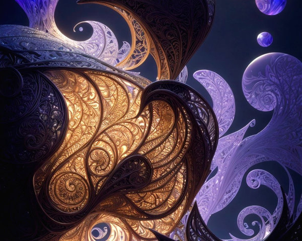 Abstract Composition with Swirling Patterns and Colors